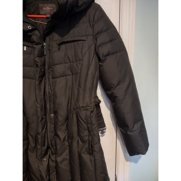 Cole Haan Women's Signature Down Feather Puffer Quilted Hood Belted Coat Medium - Picture 4 of 14